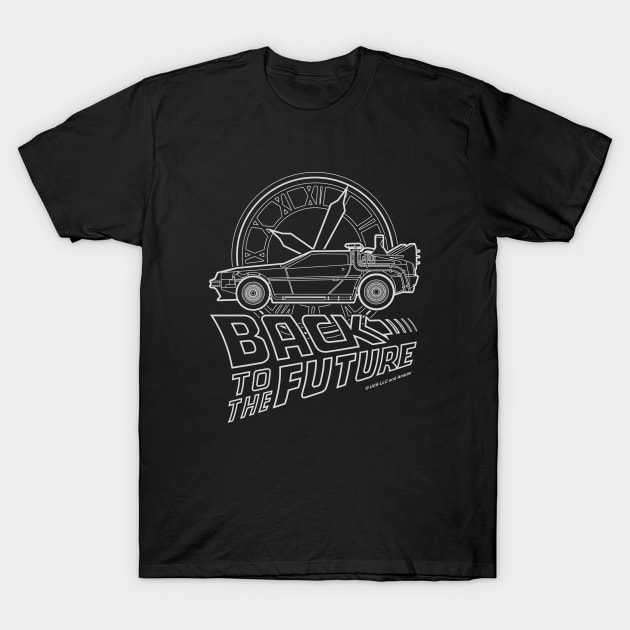 Delorean Clock Tower Lineart T-Shirt by avperth